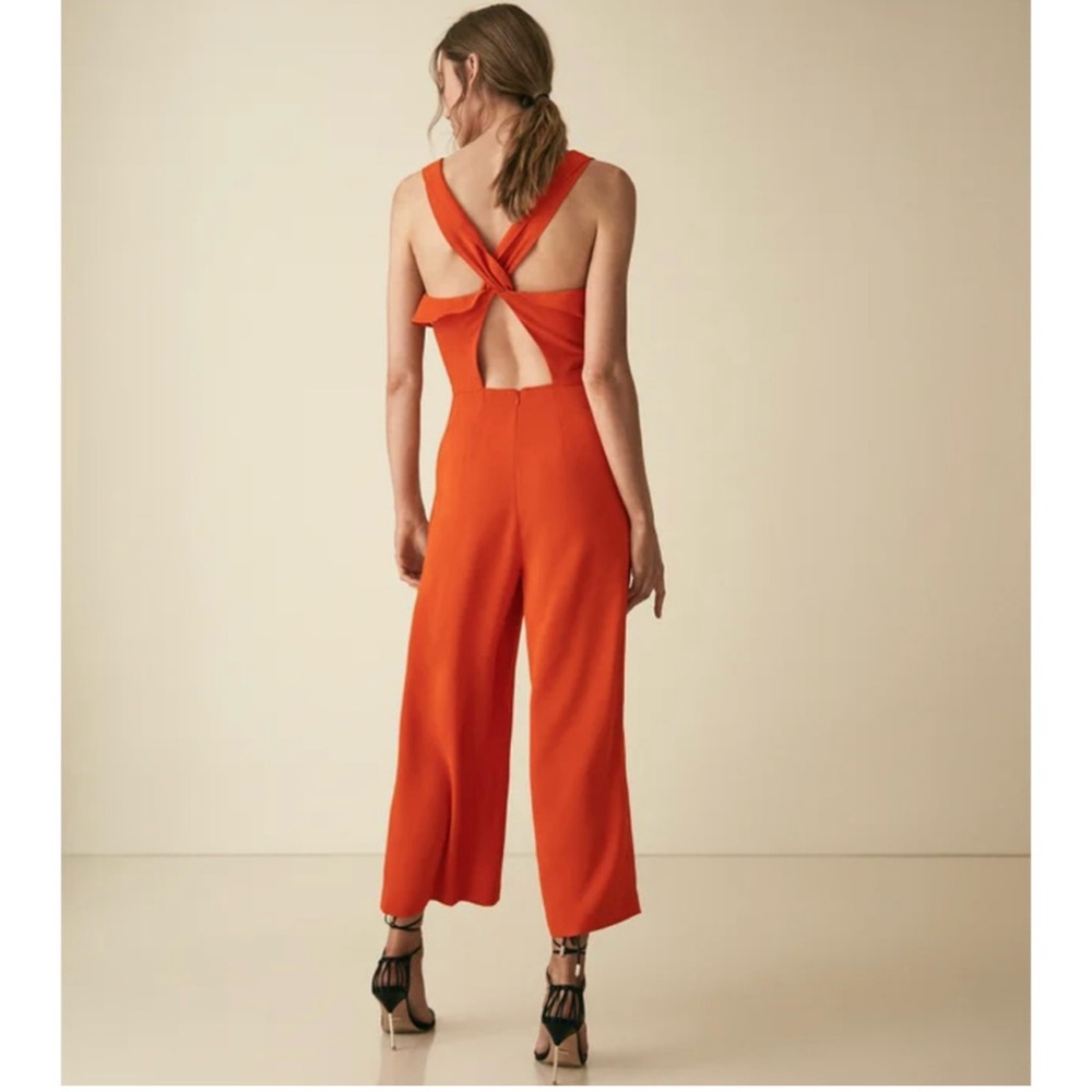 Reiss Amika Orange Bow Back Detail Jumpsuit - Picture 2 of 3